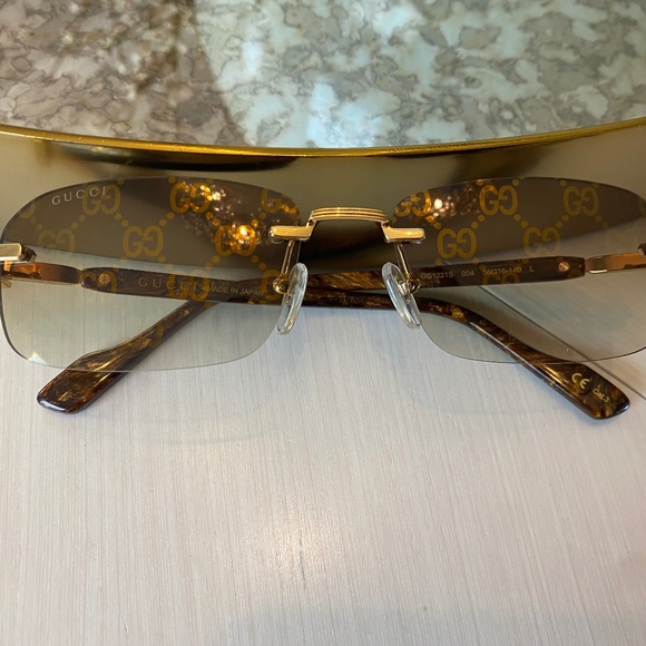 New Gucci Brown Rimless Sunglasses - Picture 2 of 6